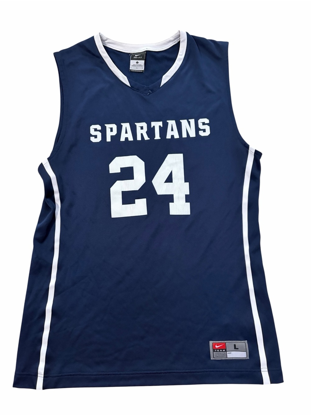 Nike Michigan State Spartans Basketball Jersey Mens Large Navy Blue #24
